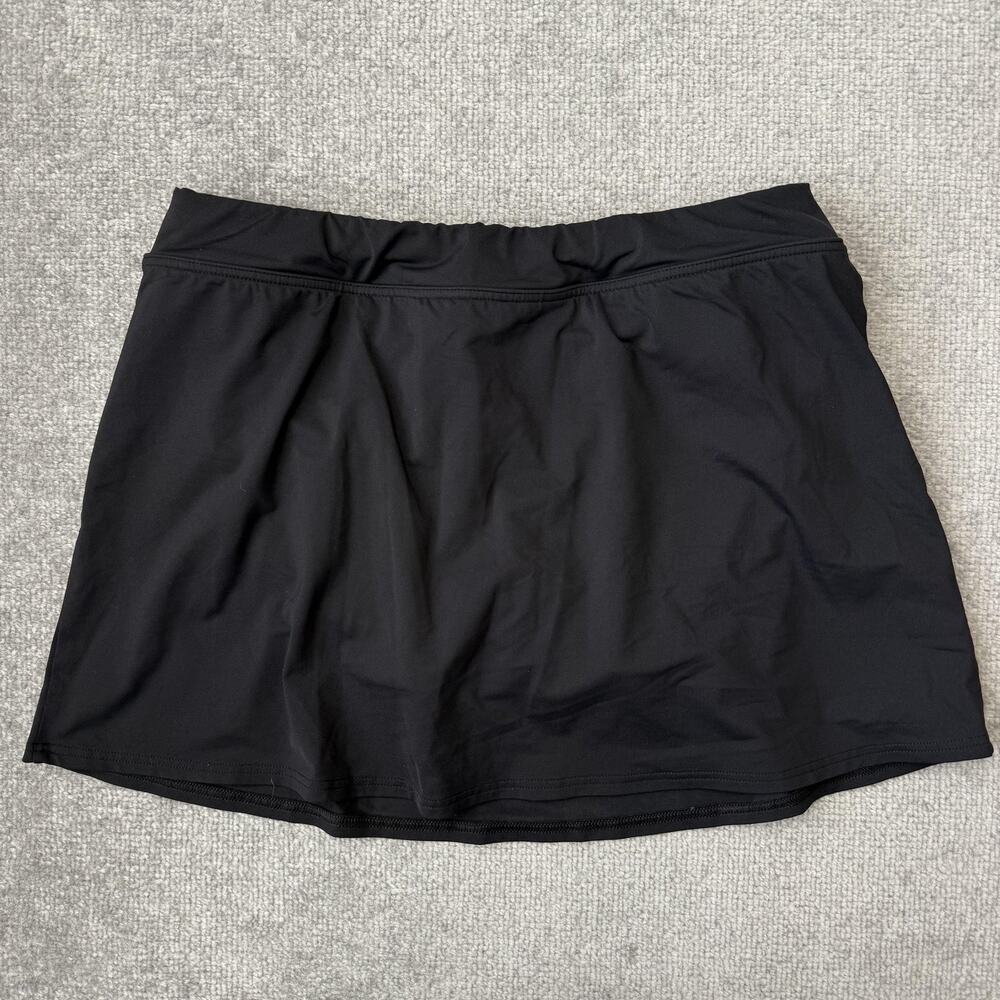 Lands' End Skirt Womens 12 Black Swim Skort Elastic Waist Stretch Lined Nylon